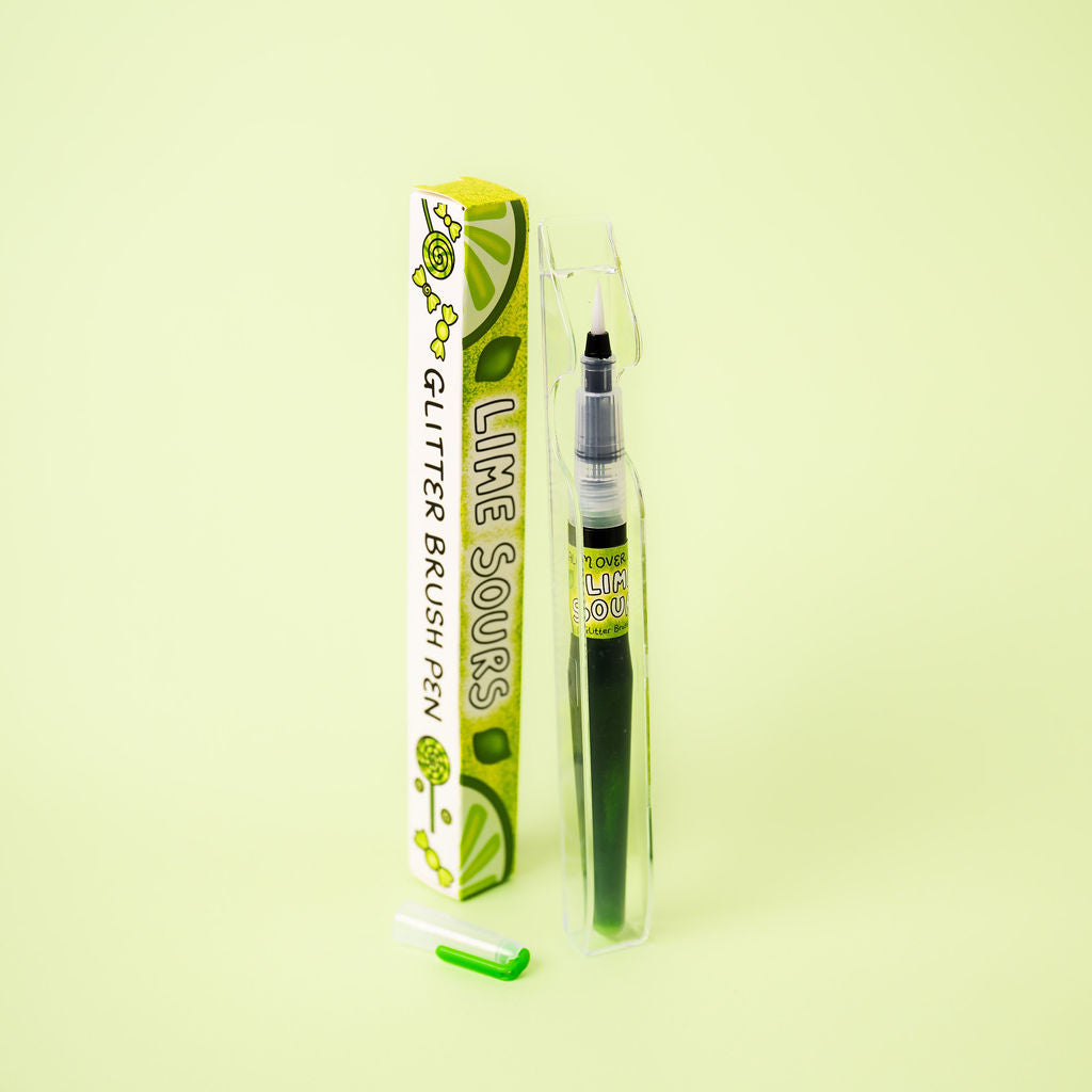 🍋🟩Lime Sours Glitter Brush Pen