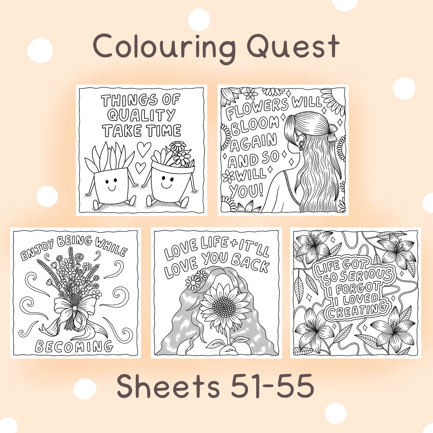 Colouring Quest Sheets #51-55 (Blending Paper)