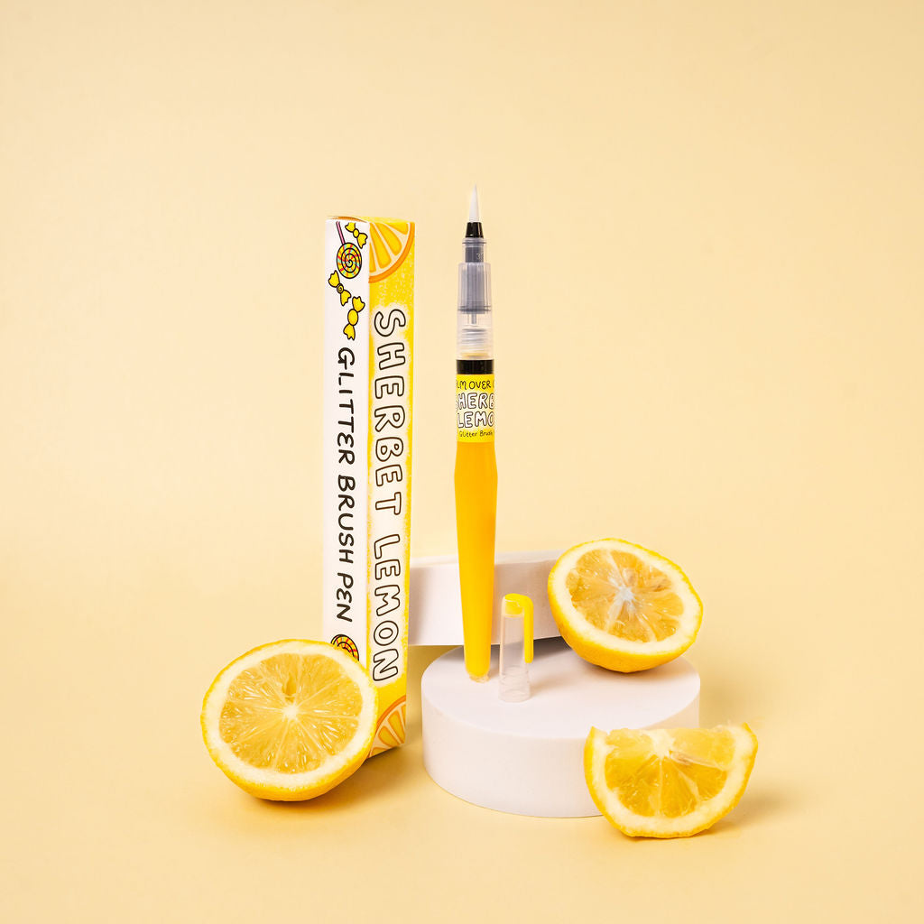 🍋 Lemon Sherbet Glitter Brush Pen