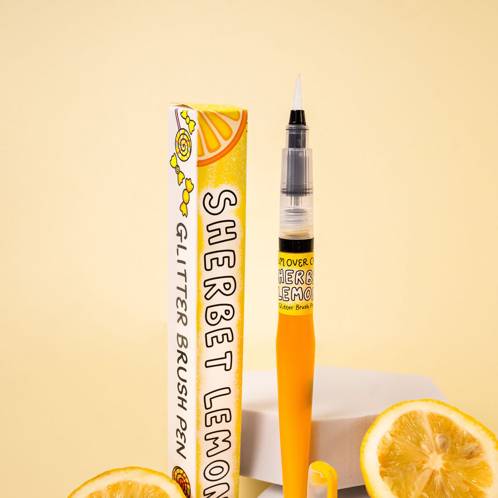 🍋 Lemon Sherbet Glitter Brush Pen