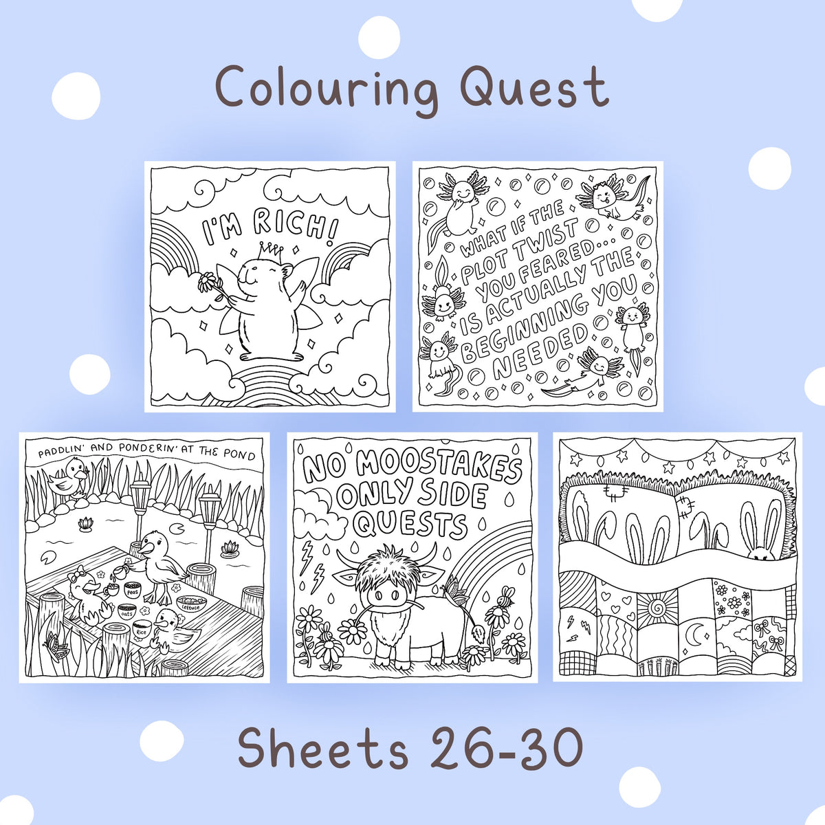 Colorquest Printble Colouring Quest Sheets #26-30 (Blending Paper) – calmoverchaosltd