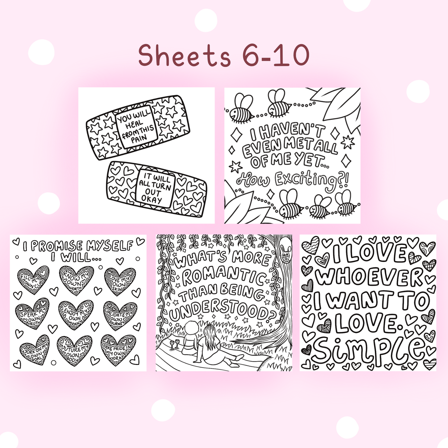 Self Love Sheets #6-15💌