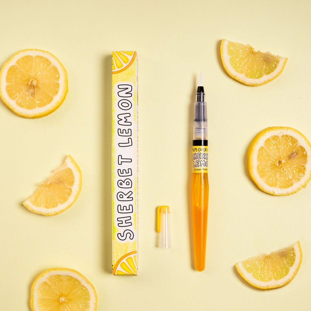 🍋 Lemon Sherbet Glitter Brush Pen - calmoverchaosltd