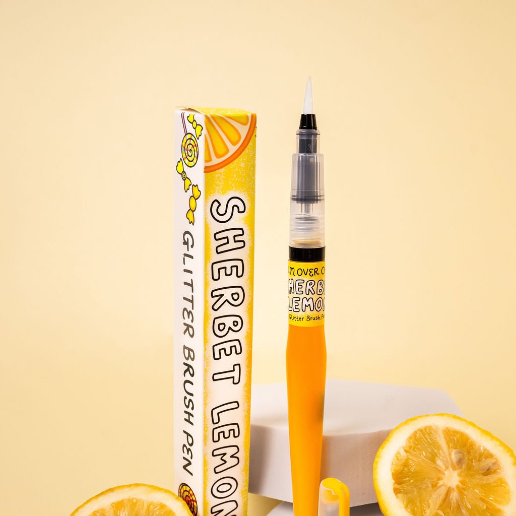 🍋 Lemon Sherbet Glitter Brush Pen - calmoverchaosltd