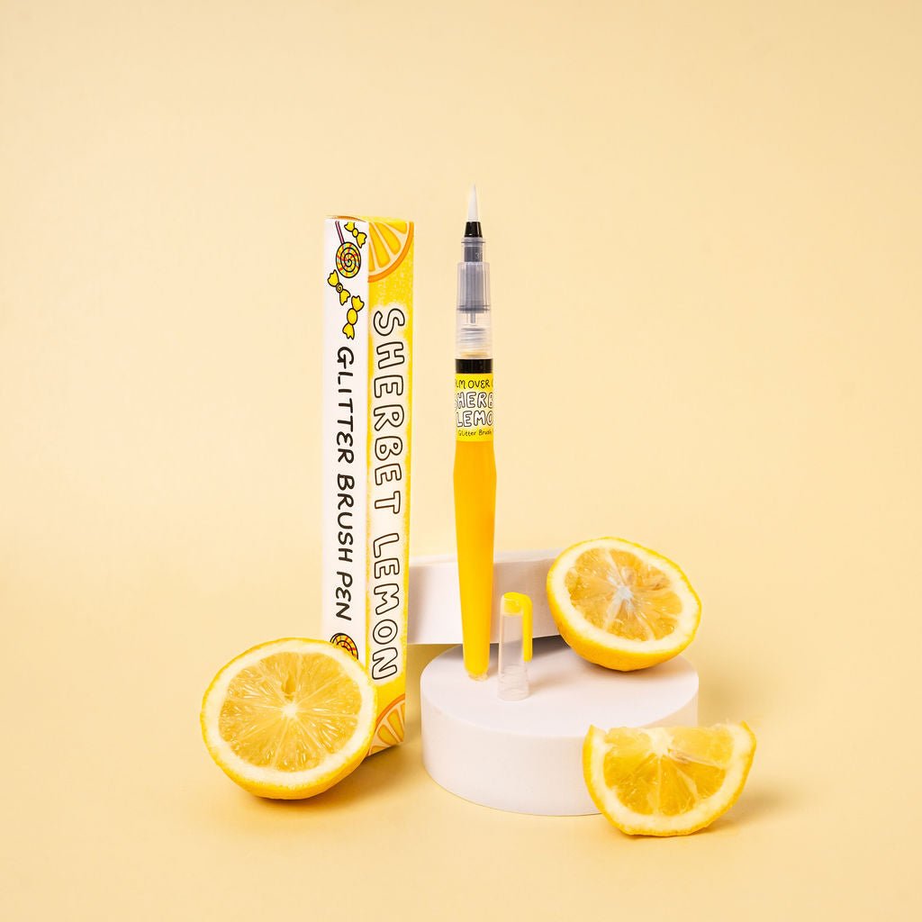 🍋 Lemon Sherbet Glitter Brush Pen - calmoverchaosltd